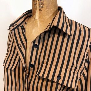 Vintage 80s Brown and Black Striped Blouse
